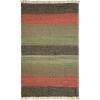 St. Croix Trading LCD2007 Striped Leather Woven Reversible Small Rug, Black