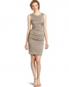 Nicole Miller Women's Tucked Sheath Dress, Putty, 8