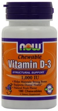 Now Foods Vitamin D-3 1000 IU Chewables, Fruit Flavor, 180-Count