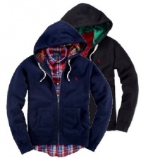 Polo Ralph Lauren Mens Big & Tall Plaid-Lined Full-Zip Hoodie