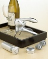 Wine is what you make of it: a casual drink with friends or an elegant accompaniment to a romantic dinner. No matter how you drink it, this set, featuring the original Rabbit corkscrew and a vacuum pump preserver, lets you treat yourself to the best wine has to offer. 10-year warranty on corkscrew.