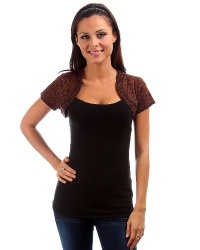 G2 Fashion Square Shimmer Short Sleeve Crop Shrug