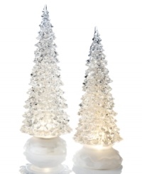 To transform your home into a winter wonderland you won't need a lot of space with this beautiful pair of Christmas trees from Napco. They will shine brightly wherever you display them.