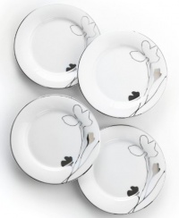 Charter Club Home Set of 4 Grand Buffet Platinum Silhouette Appetizer Plates