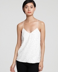 Tibi's sequined camisole top adds eye-catching texture to your look. Team with black separates for a modern take on tuxedo dressing.