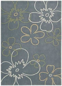 Nourison Citi Limits Blue Floral 5-Feet by 7.6-Feet Polyacrylic Area Rug