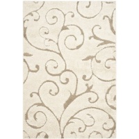 Safavieh Florida Shag Collection SG455-1113 Cream and Beige Shag Square Area Rug, 6-Feet 7-Inch Square