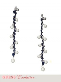 GUESS Glass Pearl Drop Earrings, SILVER