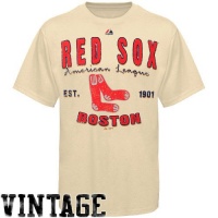 MLB Majestic Boston Red Sox Cooperstown Barney T-Shirt - Natural