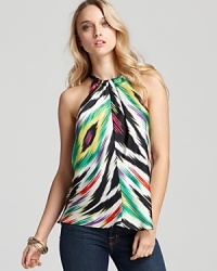 A vibrant, exotic print is a warm-weather hit on this draped Patterson J. Kincaid tank, which elevates off-duty styles to on-trend gorgeous in a stylish instant.