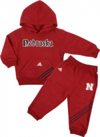 Nebraska Cornhuskers Adidas Red Infant 3 Stripe Hooded Sweatshirt And Pant Set