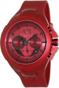 Armani Exchange Chronograph Red Dial Red Aluminium Mens Watch AX1186