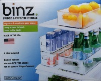 InterDesign Binz Fridge & Freezer Storage - 4 Bins (2 Bins - 4 x 4 x 14 / 2 Bins - 8 x 4 x 14)