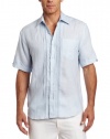 Cubavera Men's Short Sleeve Pinstripe With Embroidered Point Collar Shirt