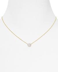 Beautiful and delicate cubic zirconia stones illuminate simple, a Crislu pendant necklace - so gorgeous, contrasted against a pure 18K gold setting.