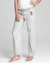 Sport stripes to sleep in DKNY's gray and cream flannel pajama pants.