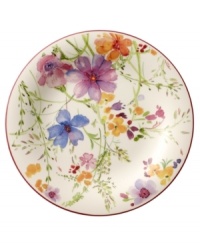 Prolong spring with the lively Mariefleur salad plate. Splashy colors adorn premium white porcelain edged in red and designed for everyday dining. Mix and match with New Cottage dinnerware, also by Villeroy & Boch.