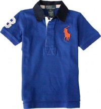 Ralph Lauren Baby Boy's Woven Collar Big Pony Rugby (18 Month, Deep Royal)