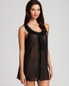 Flora Nikrooz's dramatic chiffon babydoll features a beaded Peter Pan collar with a bow detail and matching thong.