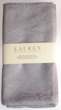 Lauren Ralph Lauren Napkins Platinum Paisley Suite Jacquard Table Linens / Napkins 20 X 20 Inches Set of 4 Dinner Napkins Holiday