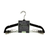 Karen Rhodes Black 6 Pack Velvet Suit Hanger with Metal Clips