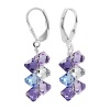 SCER009 Sterling Silver Lavender Blue and Clear Crystal Earrings Made with Swarovski Elements