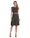 Anne Klein Women's Dime Dot Swing Dress, Black/Sand, 10