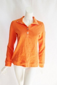 LAUREN Ralph Lauren Womens Starburst Orange Snap Front Long Sleeve Top M