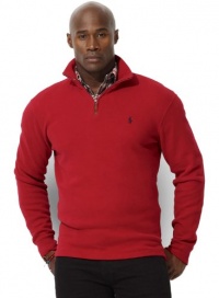 Polo Ralph Lauren Men's Cotton Fleece French-Rib Half Zip Shirt-Red-3 XL Tall