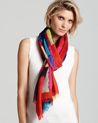 Pretty as a picture: kate spade new york uses pure wool as its canvas for this brilliantly hued, abstract scarf.