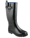 Capelli New York Shiny Solid With Buckle And Gusset Ladies Rain Boot