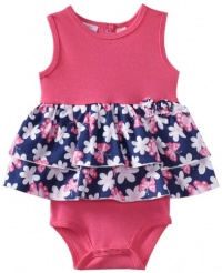 Kids Headquarters Baby-girls Infant TMH Sunsuit With Printed Skirt, Pink/Navy, 18 Months