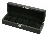 Diplomat 31-446 Carbon Fiber Six  Watch Case with Black Suede Interior  Watch Case