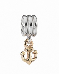 Anchors away! This nautical charm from PANDORA perfectly balances 14K gold with shiny sterling silver.