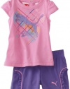 Puma - Kids Baby-girls Infant Tee And Mesh Short, Pink, 24 Months