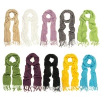 TrendsBlue Elegant Solid Color Viscose Fringe Scarf - Different Colors Available