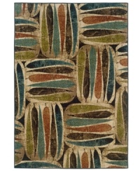 Autumn aura. Rows of leaves scatter the surface of this Sphinx area rug, piled high in gently faded blues, greens and oranges. Woven from plush polypropylene for superior stain resistance and durability, this is the rug you want for those high-traffic areas in your home.