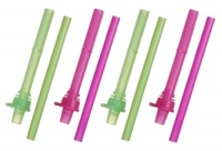 Munchkin 4 Count Click Lock Replacement Straws, Pink/Green