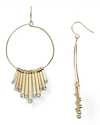 Aqua puts a fresh spin on the classic hoop earring with hanging gold posts. Delicate yet edgy, this pair perfects modern downtown dressing.