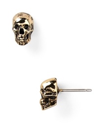 Heads up! If small, this pair of skull-shaped studs from House of Harlow 1960 adds major edge, cast in yellow gold plate.