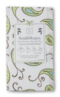 SwaddleDesigns Marquisette Swaddling Blanket, Triplets Paisley, Kiwi