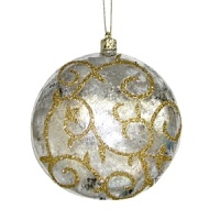 A glitter gilded design adorns this silver holiday tree ornament from Kurt Adler.