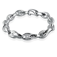 Mens Solid Stainless Steel Solid Nautical Chain Link Bracelet 8 1/2 inches