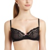 Betsey Johnson Women's Eyelet Lace Underwire Demi Bra, Black, 36D