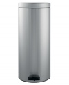 Put the pedal to the metal. This trash can features a patented soft-touch closure that lets the lid open smoothly and silently with just a gentle push of the pedal. The all-steel design has a fingerprint-proof finish to help your kitchen shine brighter with less effort. 10-year warranty.