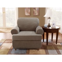 Sure Fit Stretch Pique 3-Piece T Chair Slipcover, Taupe