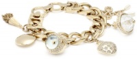 Badgley Mischka Women's BA1096CHRM Swarovski Crystal Accented Gold-Tone Charm Bracelet Watch