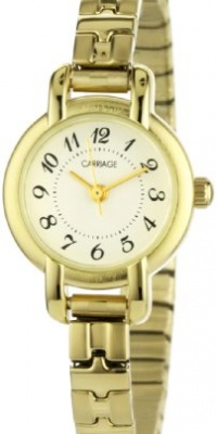 Carriage Women's C3C597 Gold-Tone Petite Round Case Gold-Tone Stainless Steel Expansion Band Watch