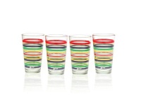 Fiesta Multi-Color Stripe Glassware, 16-Ounce Tapered Cooler, Set of 4