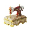 Red Sewing Machine Box Swarovski Crystals 24K Gold NEEDLE BOX, Trinket, Pill Box Figurine